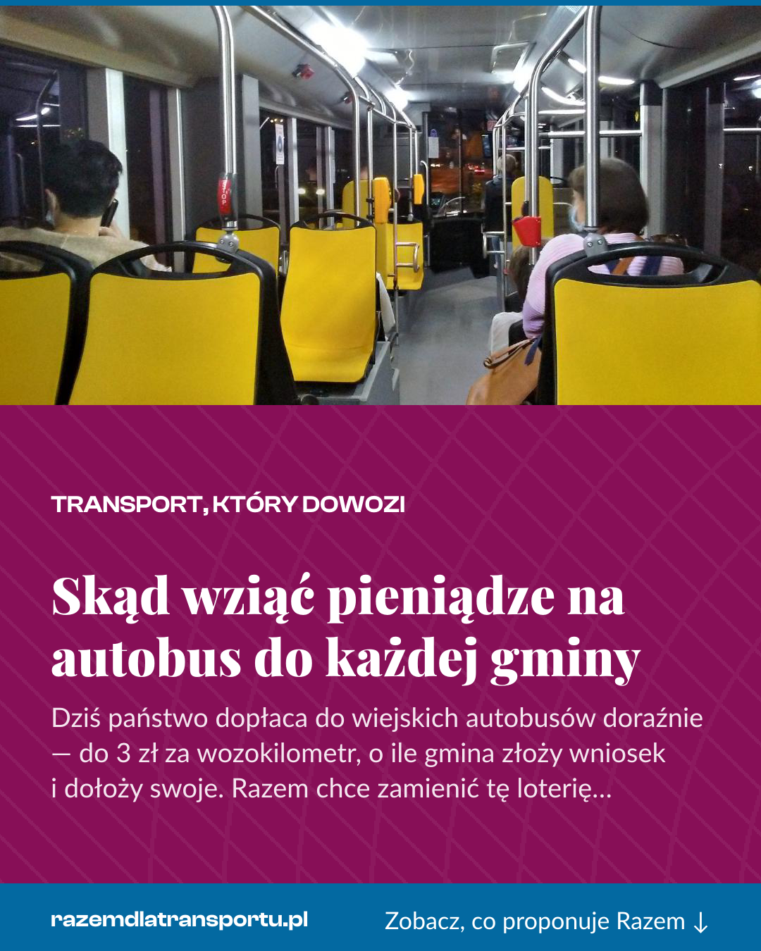 Grafika pionowa do udostępnienia: Skąd wziąć pieniądze na autobus do każdej gminy