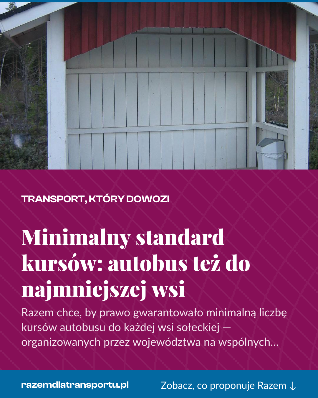 Grafika pionowa do udostępnienia: Minimalny standard kursów: autobus też do najmniejszej wsi