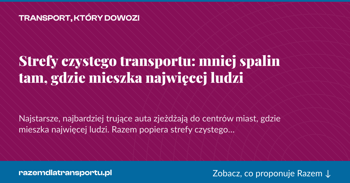 Karta social do udostępnienia: Strefy czystego transportu: mniej spalin tam, gdzie mieszka najwięcej ludzi