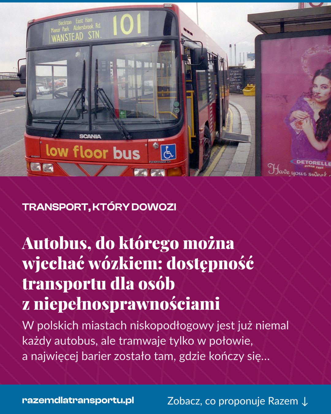 Grafika pionowa do udostępnienia: Autobus, do którego można wjechać wózkiem: dostępność transportu dla osób z niepełnosprawnościami