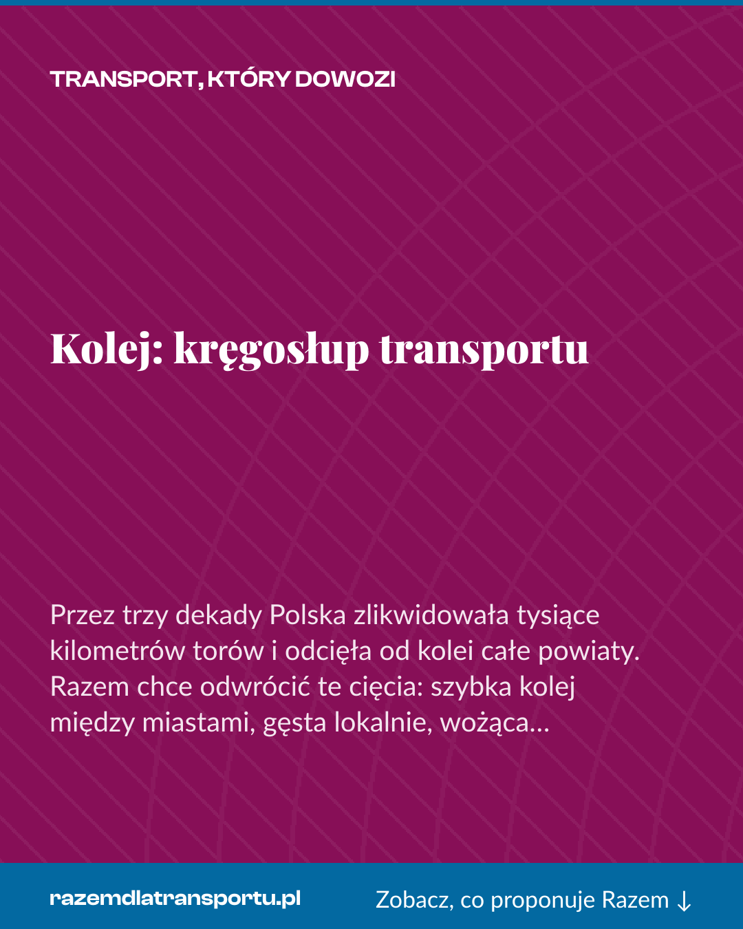 Grafika pionowa do udostępnienia: Kolej: kręgosłup transportu