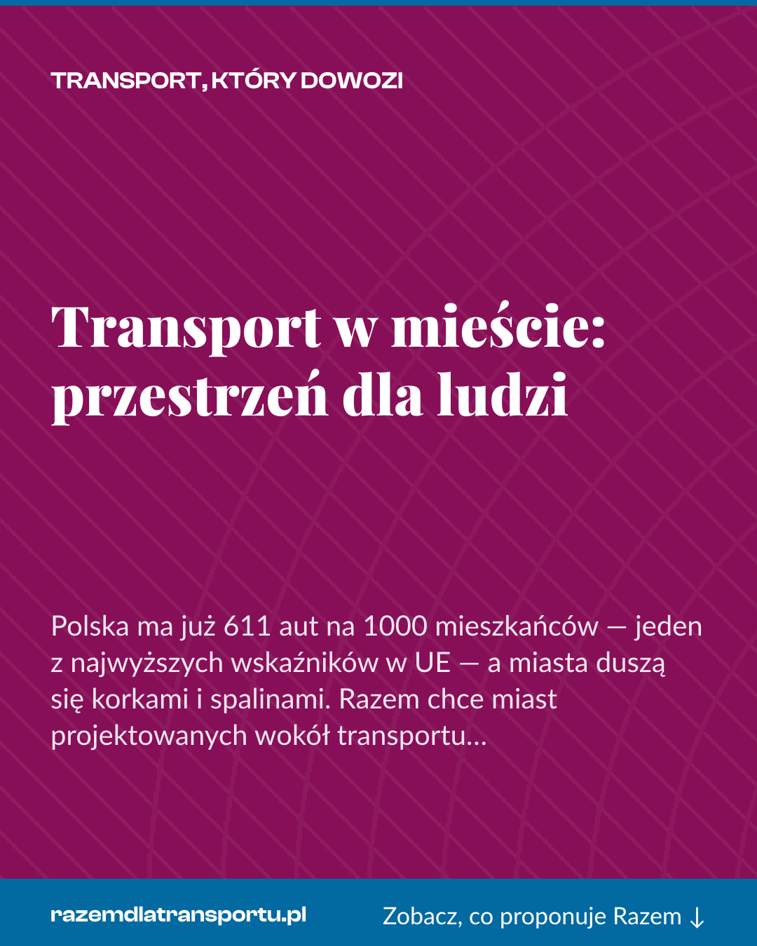Grafika pionowa do udostępnienia: Transport w mieście: przestrzeń dla ludzi