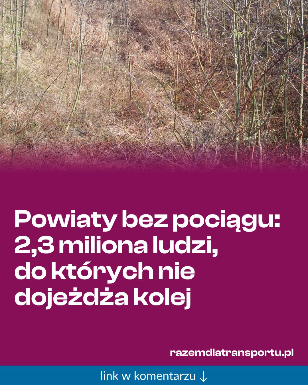 Grafika do udostępnienia: Powiaty bez pociągu: 2,3 miliona ludzi, do których nie dojeżdża kolej